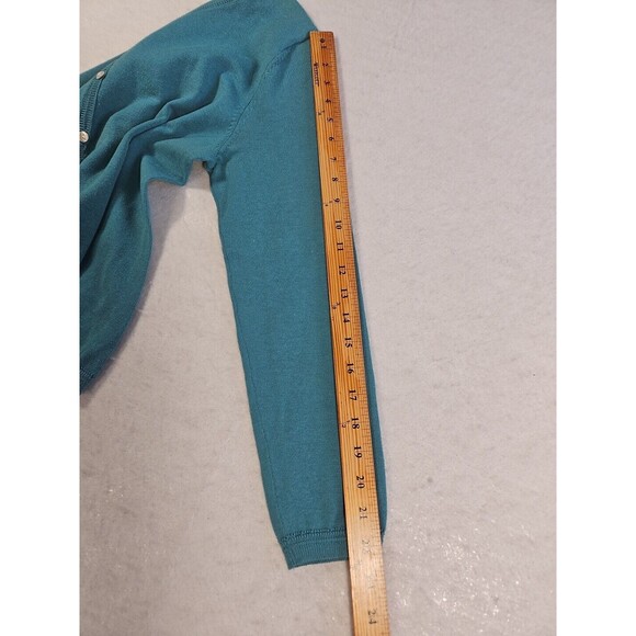 Laura Scott Petite Cardigan Women Medium Turquoise 90s Style Lightweight Y2K VTG - Picture 9 of 11